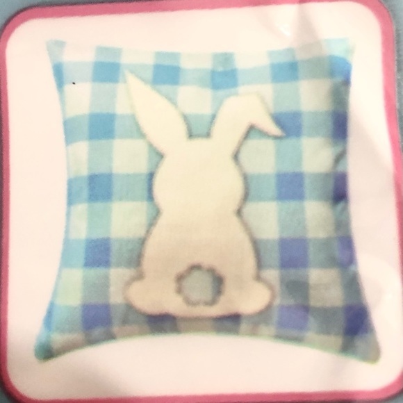 4pack pink & blue checkerboard print Easter bunny spring decor pillowcases new - Picture 5 of 7